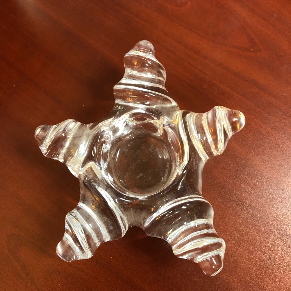 Orrefors Clear Glass Star-Shaped candlestick or tea light holder. Heavy.
